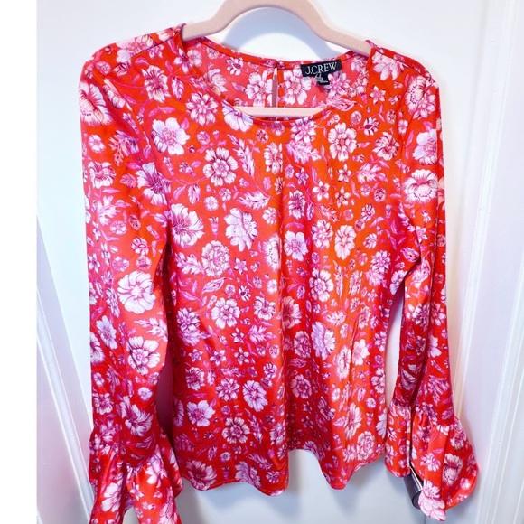 J. Crew Red and Pink Floral Top - Picture 2 of 4